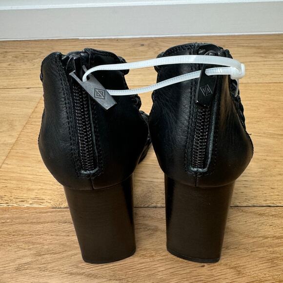 NEW Donald Pliner Seska Braided Black Leather Block Heeled Sandals Size 6 - Picture 5 of 10